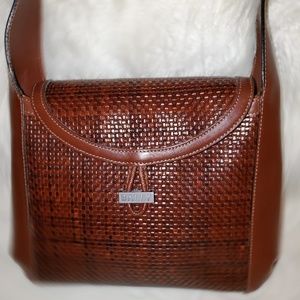 Vintage Bally Brown Woven Leather Shoulder Bag